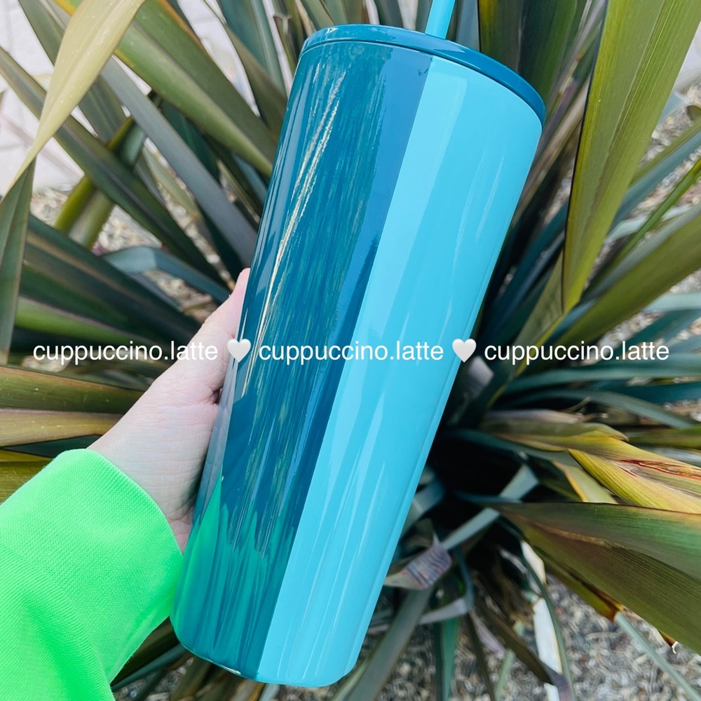 💙NWT🤍Starbucks 2023 Blue Teal Split Puffy SS Cold Cup Venti Tumbler